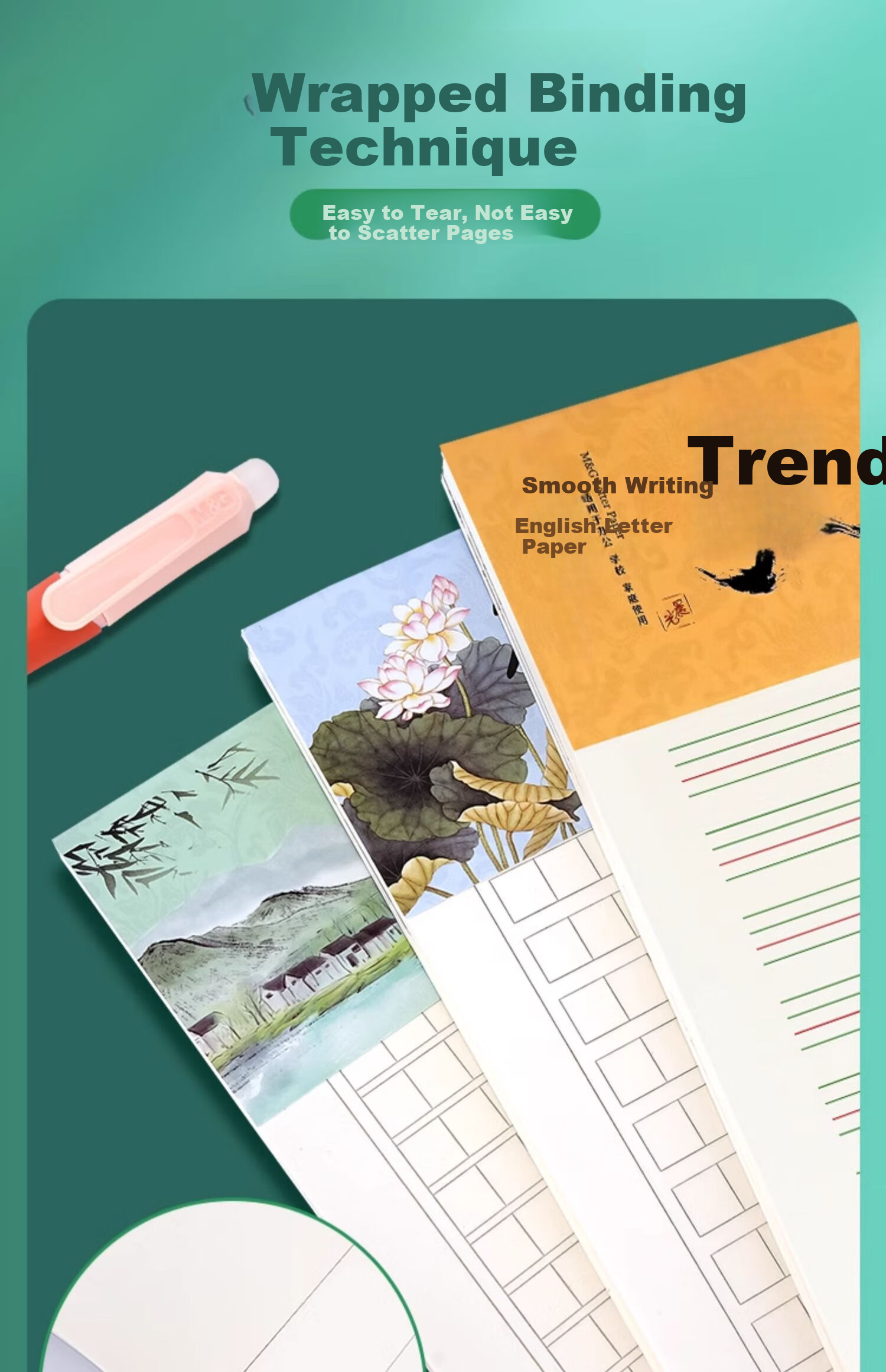 M&G Stationery 16K English Student Letter Paper Draft Paper Practice Notebook 3-Pack APYKFR89 High School Study Essential 8