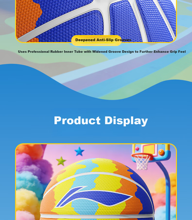 Li-Ning Basketball Kids 5-Size Ball for Ages 6-12, Indoor and Outdoor Professional Training and Competition for Elementary and Kindergarten Children Ages 3-6 28