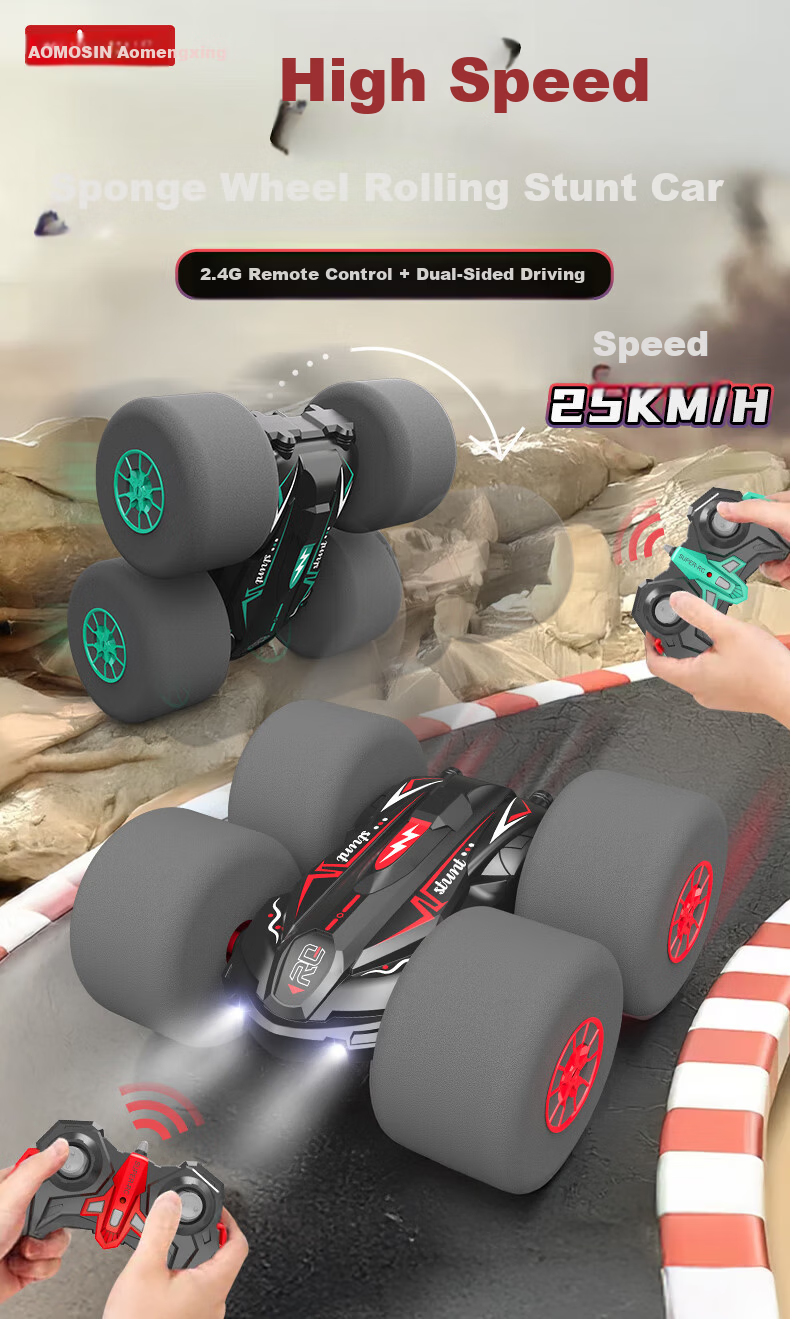 Aomengxing Remote Control Off-Road 4WD RC Professional Climbing Double-Sided Stunt Drift Car Boys Children's Day Gift 1