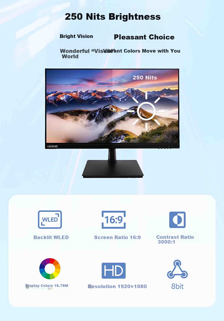 LEGEND LSTUTE 23.8-inch CF24A Full HD Wide Color Gamut 1080P Office Entertainment Gaming Monitor 3