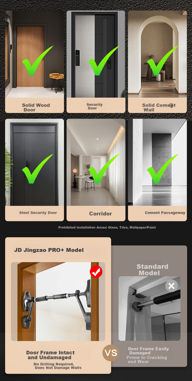 JD Jingzao Double Bar Pull-Up Bar Home Indoor No-Drill Doorway Adult Fitness Hanging Rod Short Version 12