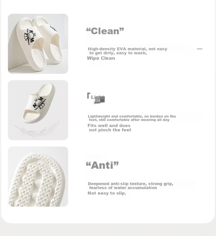 MashiMaro Cartoon Couple Indoor Home Bathroom Thick Sole Slippers 7
