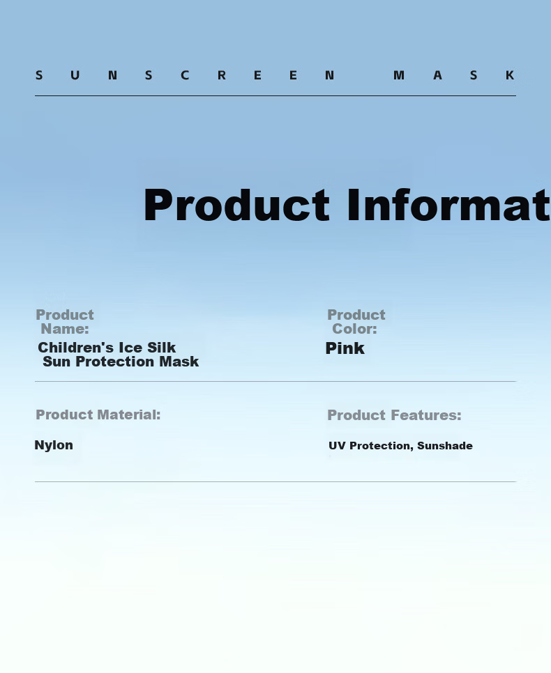 40,000 KM Kids Sunscreen Full Face Mask Girls UV Protection Face Bikini Ice Silk Sunshade Mask 7