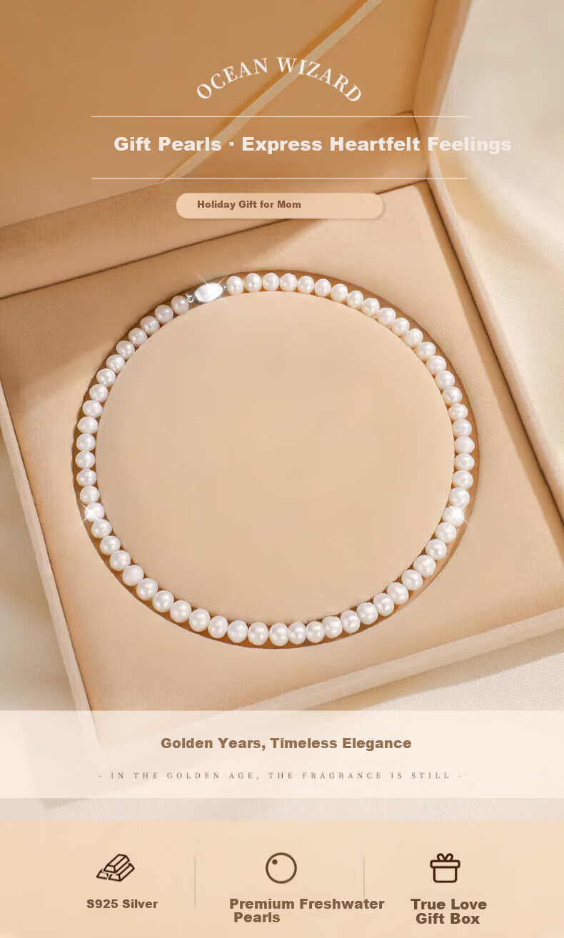 China Jewelry Freshwater Pearl Necklace for Women Mom Style Choker Mother’s Day Birthday Gift for Girlfriend and Mother-in-Law 1