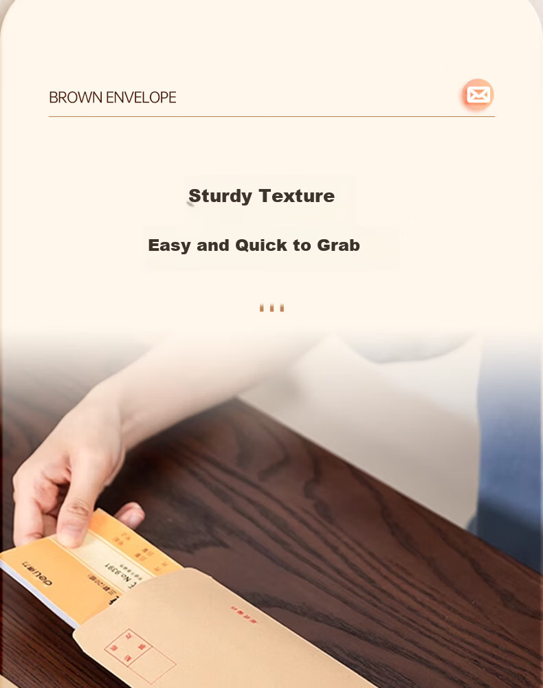 Kelangxinsheng Kraft Paper Standard Envelope, 230*160mm, 120g Thick Pure Wood Pulp Office Bill Folder, Business Letter Envelope, Invoice Bag, Payroll Bag, No. 7, Pack of 20 5