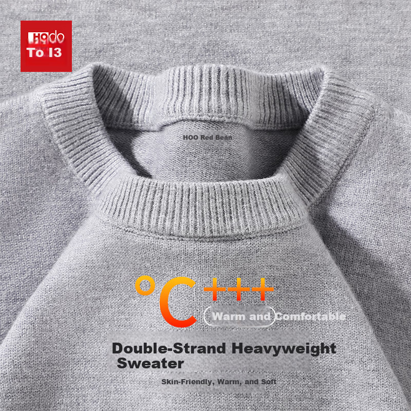 Hodo Comfortable Resilient Crew Neck Sweater Men's Winter Heavyweight Warm Knitwear Youth Base Layer 11
