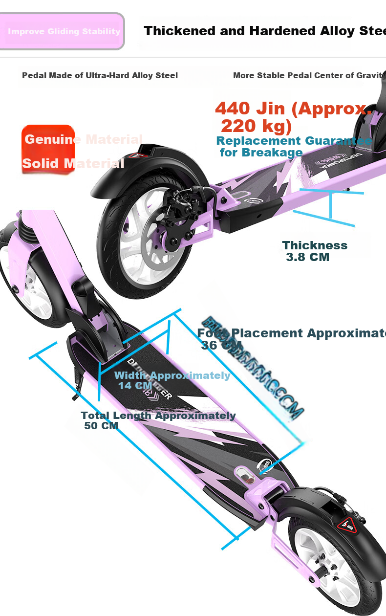 Dibailun Adult Scooter for Commuting, Ages 6-40, Two-Wheel Gunmetal Gray [Triple Brake, Dual Shock Absorption, Non-Slip White Flash Wheels] 11