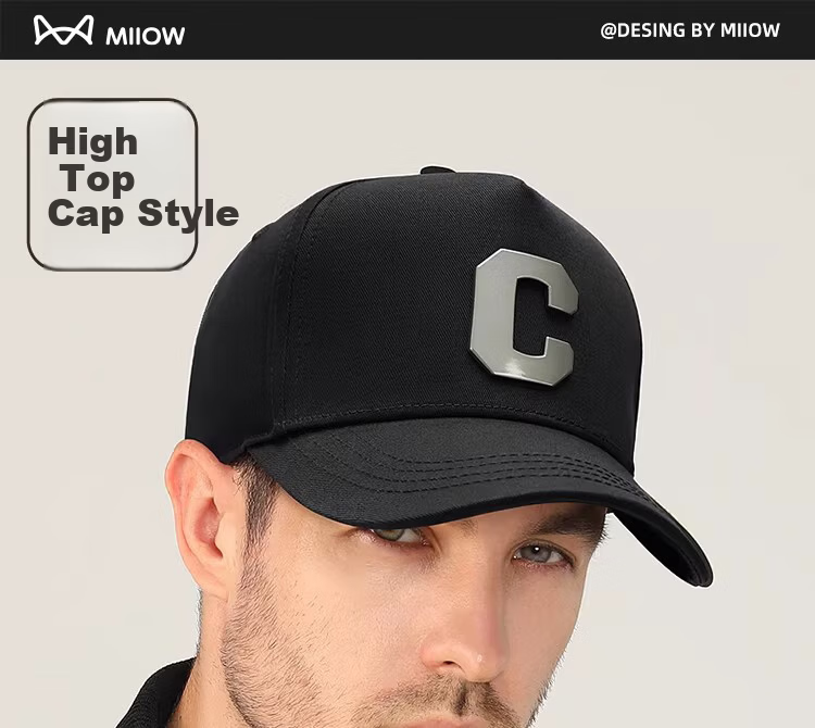 Miiow Men's New Deepened High-Top Baseball Cap C-Logo Large Head Circumference Outdoor Duckbill Hat Trendy Face-Slimming Brand 1