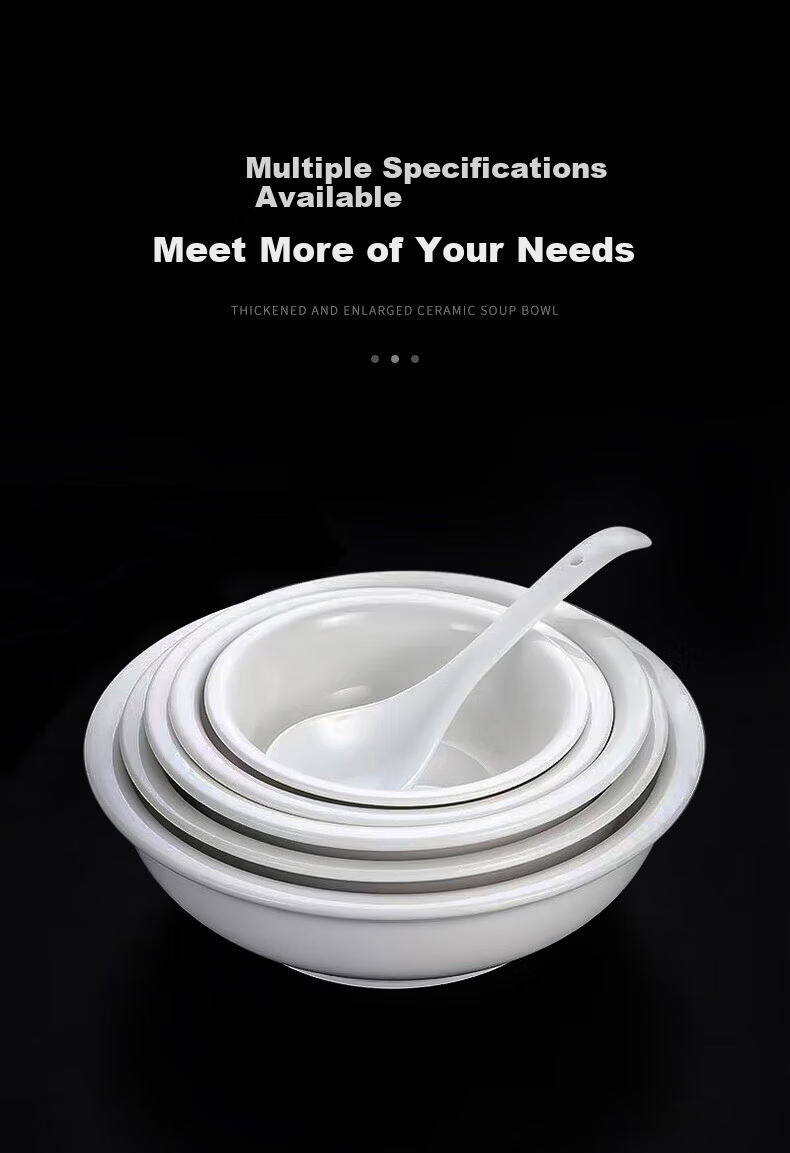Danshi Zhiyuan Ceramic Soup Bowl White Porcelain Soup Bowl Large Soup Bowl 11 Inch Jingcang 5