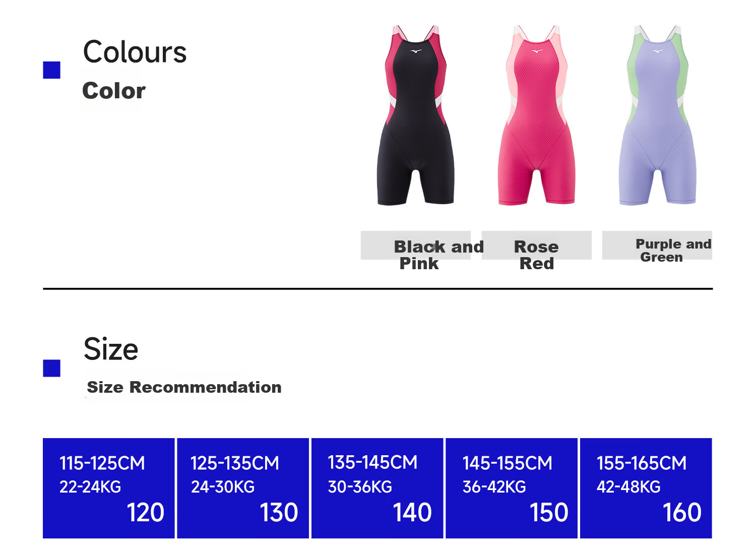 MIZUNO Kids Girls One-Piece Knee-Length Swimsuit Professional Training Quick-Dry Swimwear AC405 Purple Green Size 130 6
