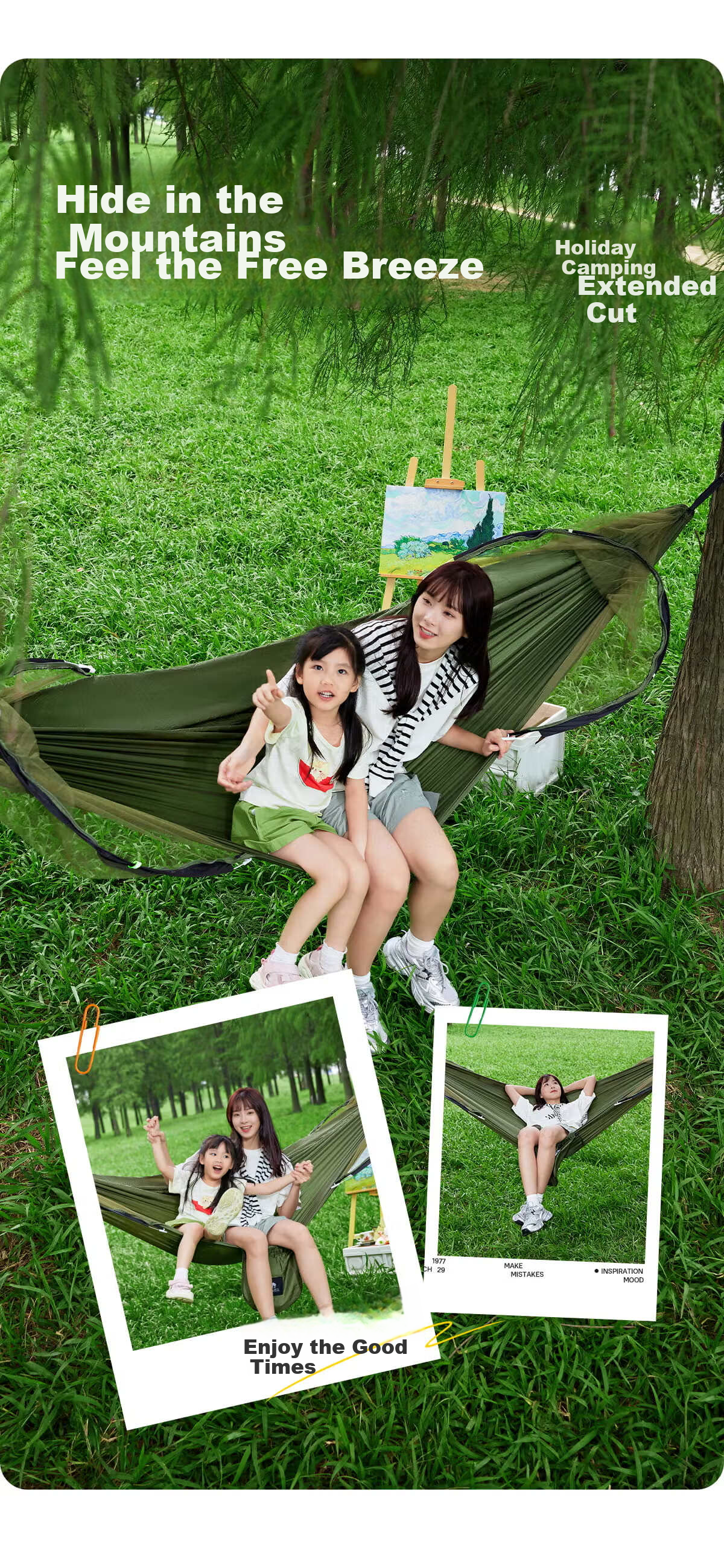 CAMEL Outdoor Mosquito-Proof Hammock for Adults, Thickened Anti-Tip Hanging Cradle Swing, Aerial Tent Camping Mosquito Net 7661 8