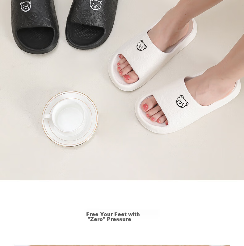 FOOTOPPO EVA Women's Home Slippers Couple Slippers Non-Slip Bathroom Slippers Men's Indoor Odor-Resistant House Slippers 9