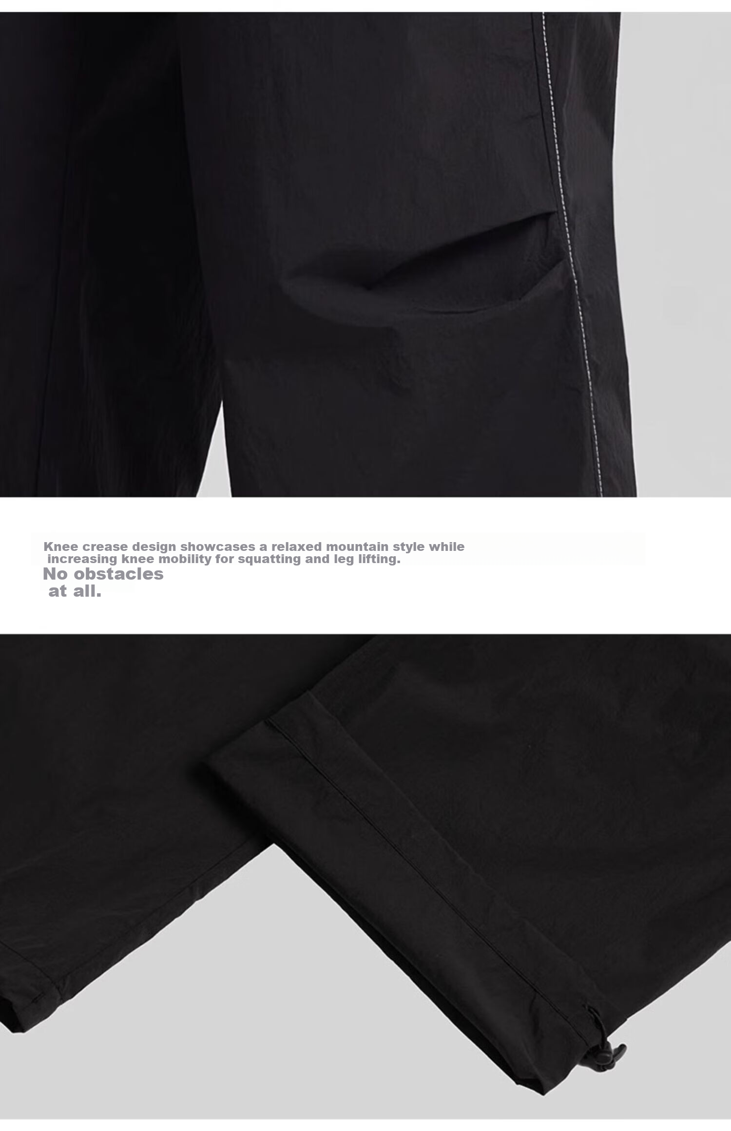 TECTOP Men's Outdoor Casual Pants Spring Summer Sun Protection Lightweight Breathable Windproof Water-Repellent Loose Fit Long Pants Cloud Ink Black M 17