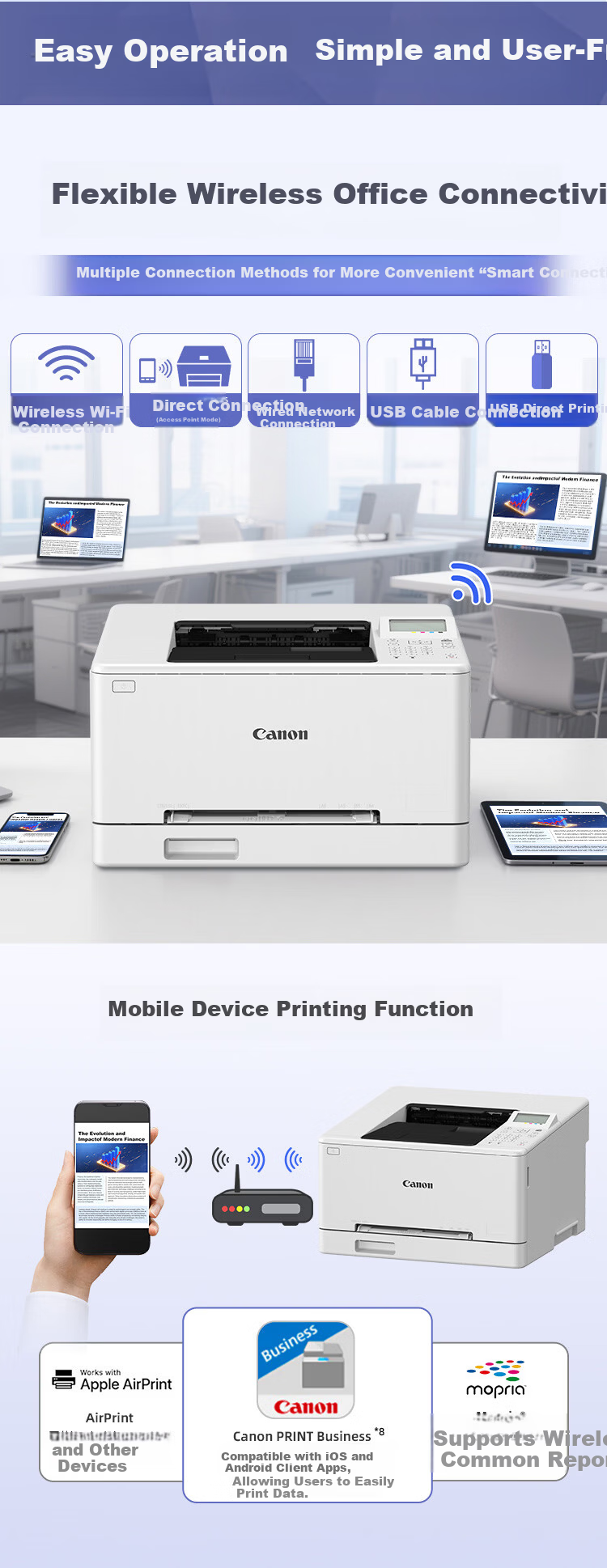 Canon LBP646Cdw A4 Wireless Color Laser Single-Function Printer (Printing / High-Capacity Paper Feed for Home Use) 3