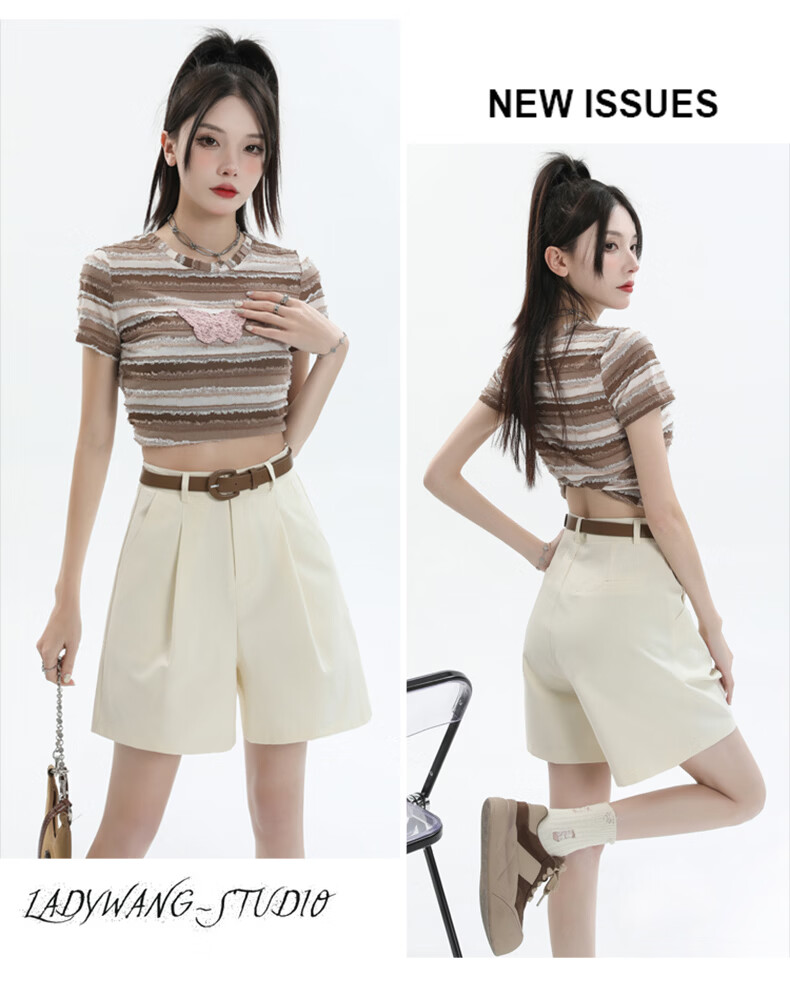 Jeanswest Women's 2026 Summer Cotton High-Waist Fashion Straight-Leg White Mid-Length Shorts XL 10