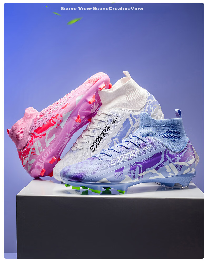 Shuangxing Men's FG Soccer Shoes Long Studs Adult Youth Kids Professional Training Cleats White Size 37 25