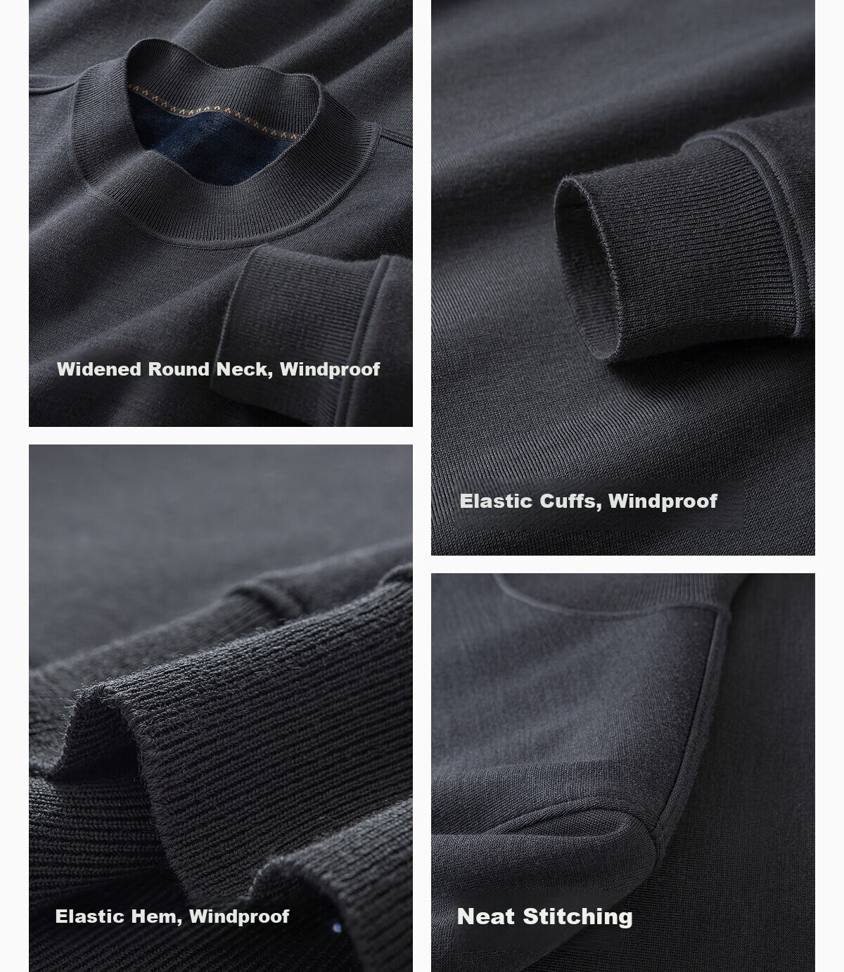 Hodo Machine Washable Full Wool Fleece-Lined Men's Autumn Winter Knit Crew Neck Sweater 5