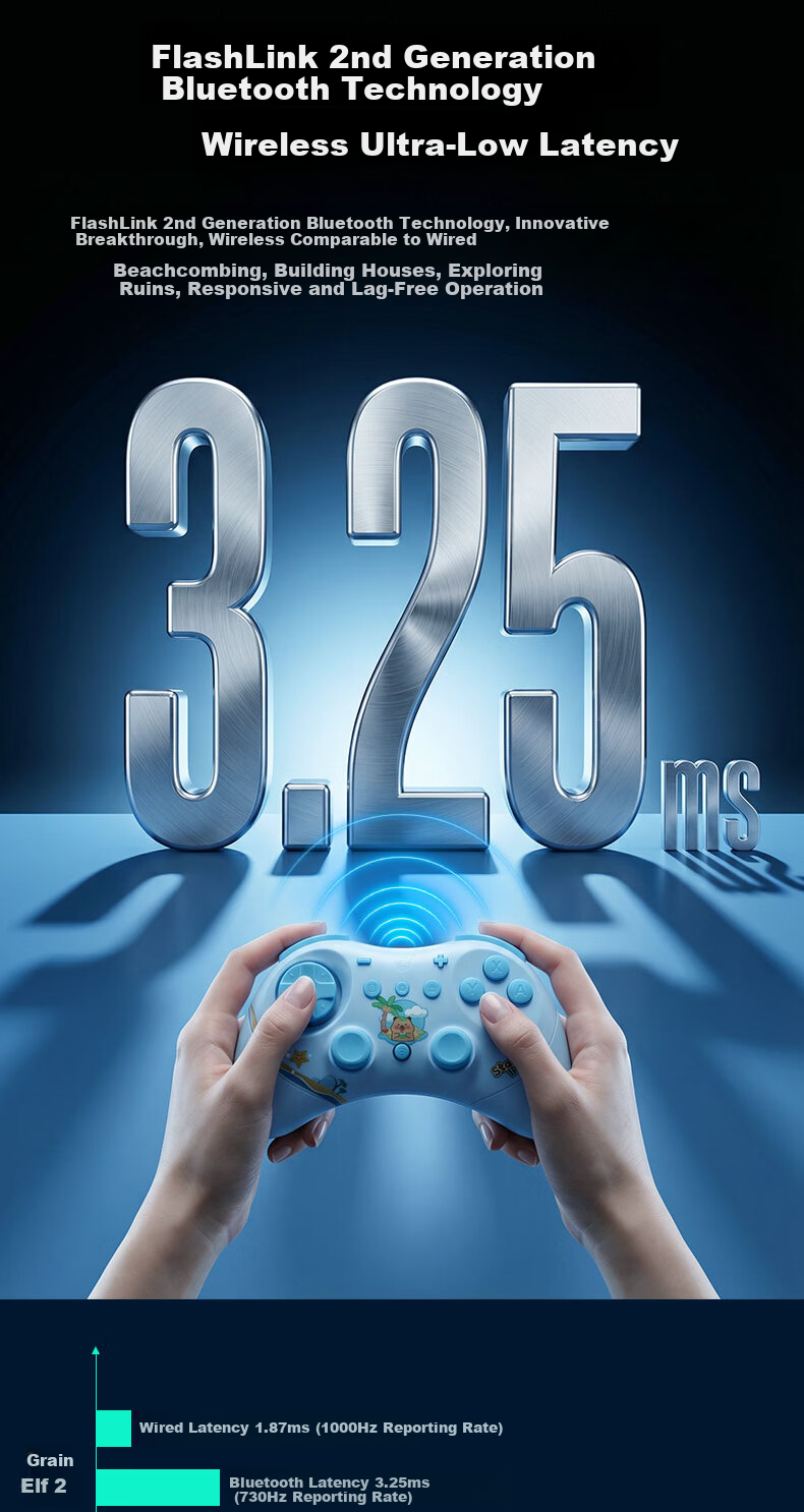 GuliKit Guli Spirit 2 Star Sand Island Story Limited Edition Mini Pocket Controller One-Key Wake Compatible with PC Switch 2 Wireless Bluetooth Symmetrical Gamepad for PC Android iOS 5