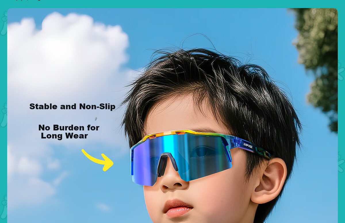 KAPVOE Kids Pilot Sports Sunglasses Running Cycling Glasses Children Speed Skating UV Protection Goggles Unisex 5