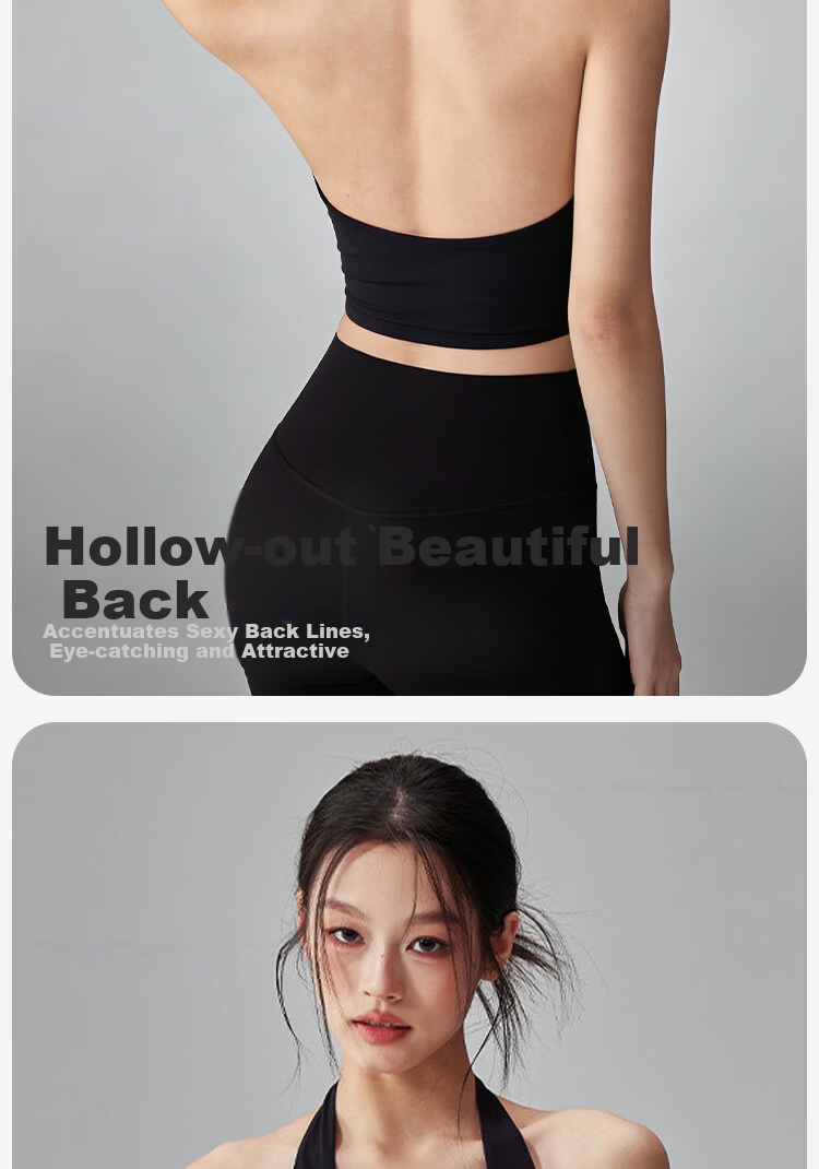 Free Style Backless Halter Sports Bra Women One-Piece Quick-Dry Training Vest Shockproof Push-Up Pilates Fitness Bra 4