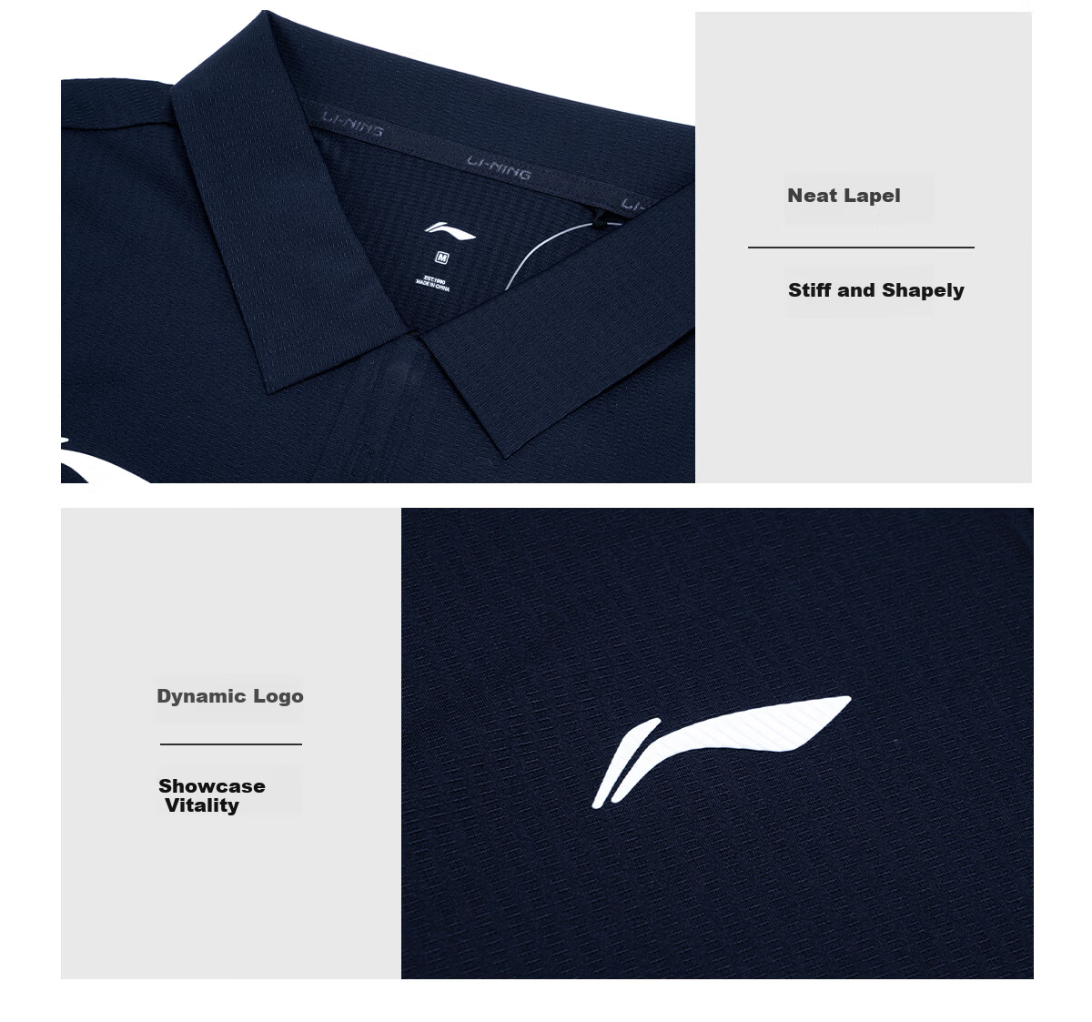 Li-Ning Glory National Flag Logo Polo Shirt for Men And Women, Quick-Dry Cool-Feeling Sun Protection Sports Business Short Sleeve COC Official Style Formal Wear 7