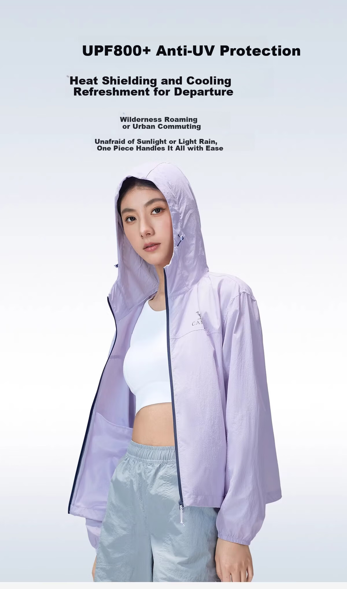 CAMEL Outdoor Sun Protection Jacket 2026 Spring Summer New Couple's Convertible Rain and Sun Wear Cooling Water-Repellent Hooded Sports Jacket 8010 1