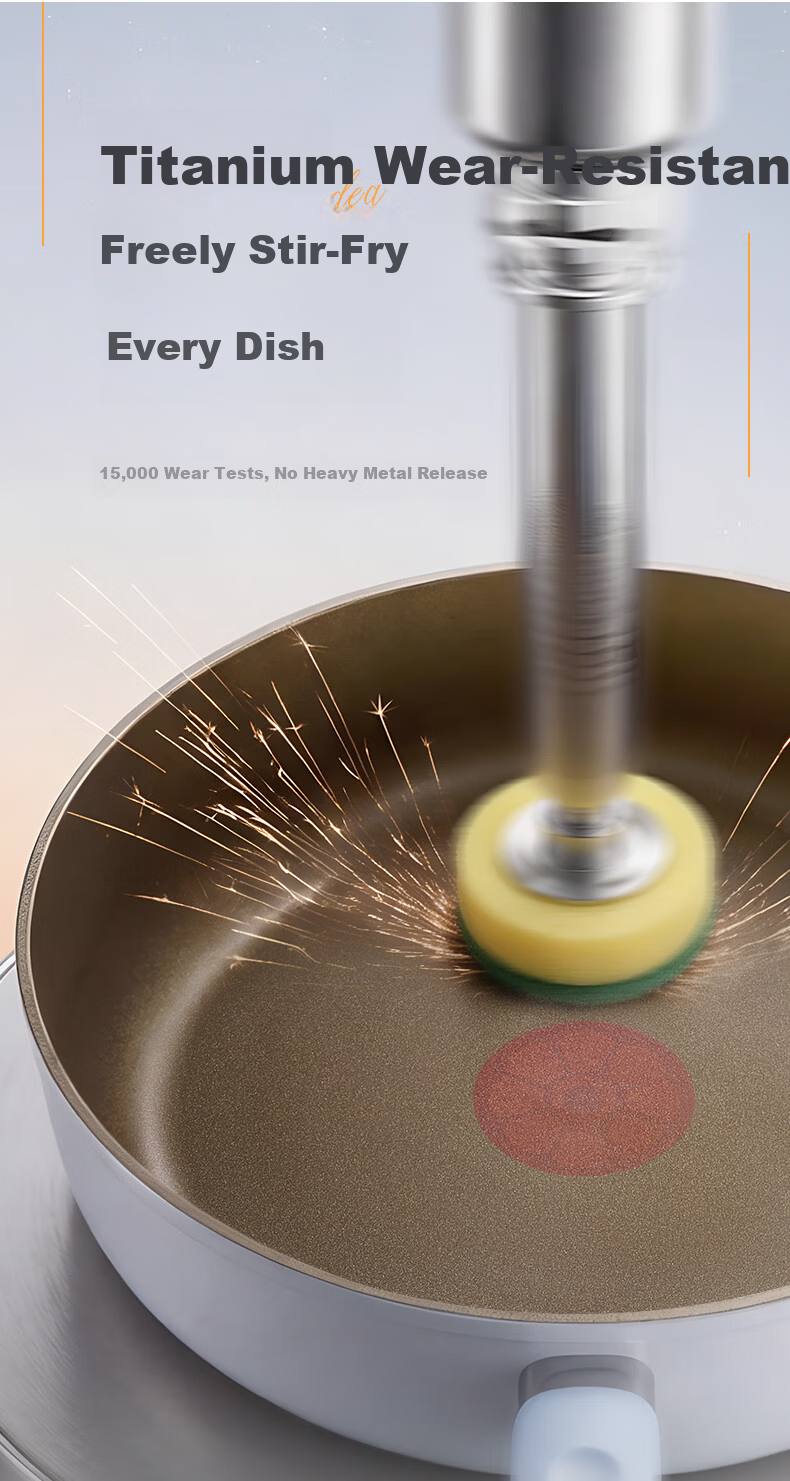 Midea Non-Stick Frying Pan, Deep Skillet, Titanium Grade Non-Stick, Spark-Free, Oil-Gathering, Steak Frying, Egg Frying, Suitable for Gas And Induction Cooktops 7