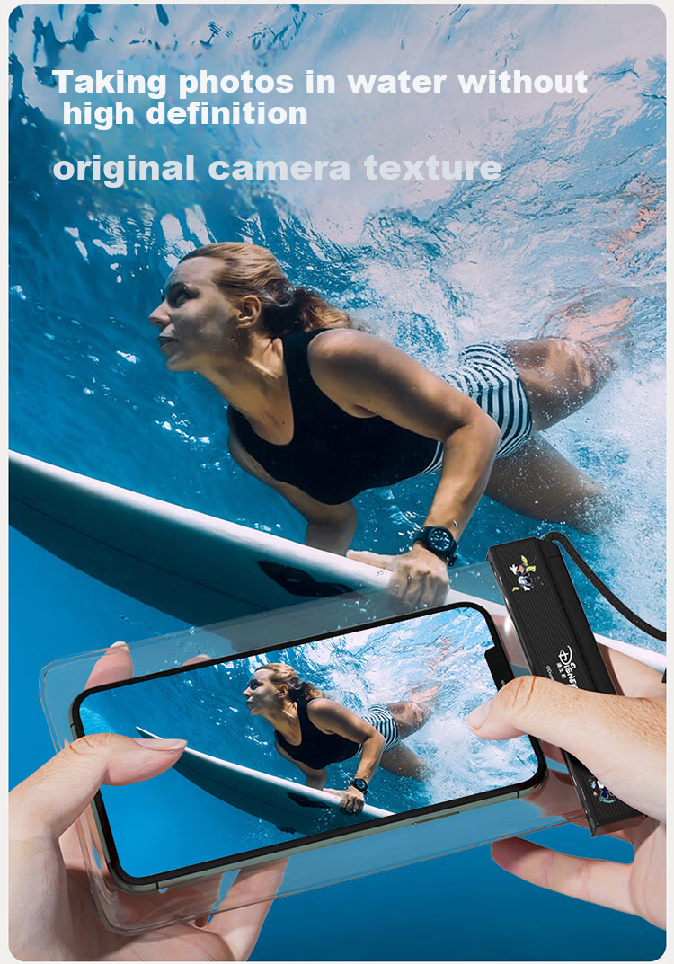 Disney Waterproof Phone Pouch Touchscreen Compatible Swimming Rafting Gear Snorkeling Hot Spring Underwater Photography Tool D95608 Black 2