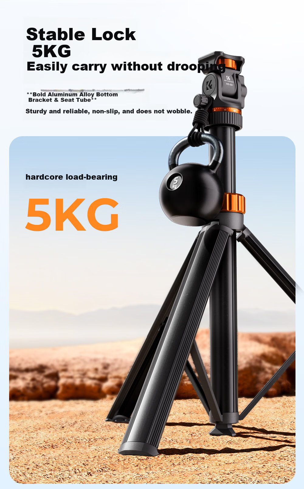 Zhuoer MS-60 Portable Tripod Quick-Release Anti-Pinch Multi-Function Aluminum Alloy Phone Live Streaming Stand DSLR Camera Photography Panorama Aluminum Alloy Tripod 8