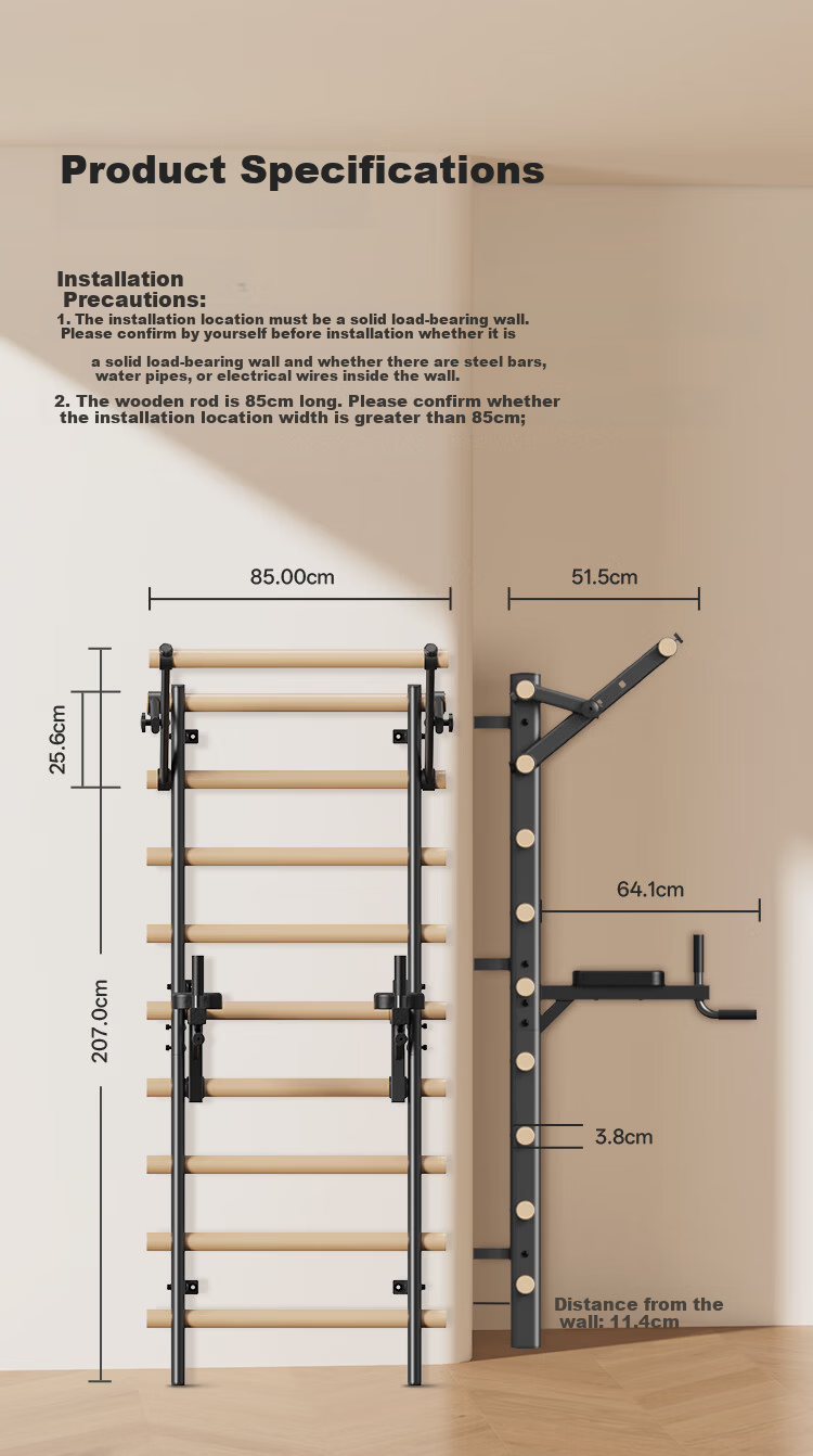 JOROTO Ribbed Wood Frame Pull-Up Bar Home Multifunctional Rehabilitation Leg Press Stretching Rack Thickened Steel Tube YT30 14