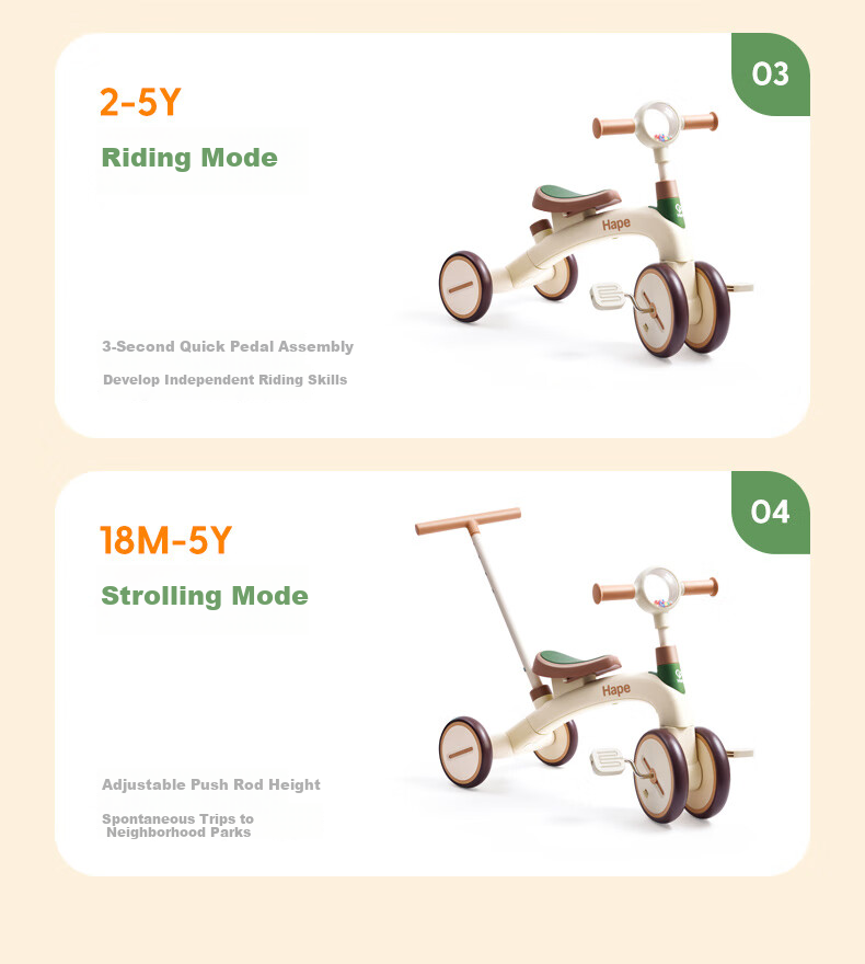 Hape (Germany) Children's Ride-On Toy Push Car 4-in-1 Multifunctional Baby Birthday Gift E1225 3