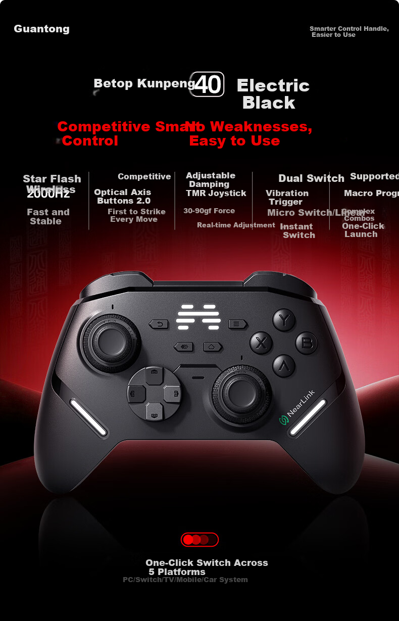 Betop Kunpeng 40 Wireless Game Controller AI Smart Control Vibration Motion Star Flash Bluetooth Controller for Xbox PC Mobile Steam TV NS Switch 2 Genshin Impact 5