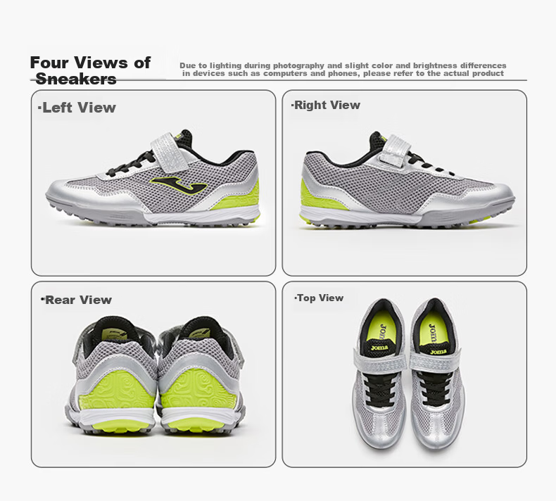 JOMA Kids Soccer Shoes TF Turf Studs Youth Primary School Professional Competition Training Sports Shoes Light Gray Size 28 9