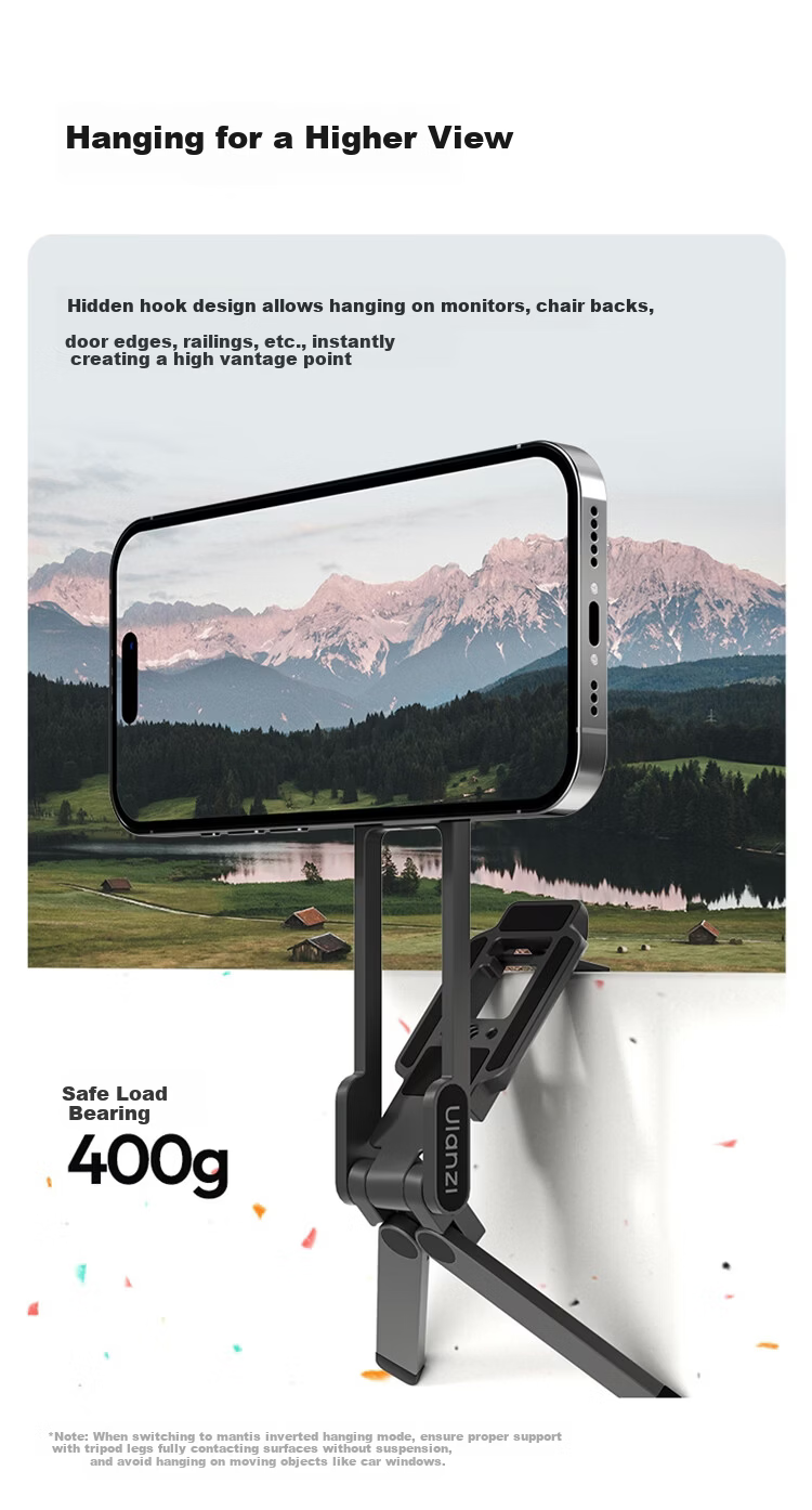 Ulanzi MA57 Carabiner Magsafe Phone Holder Portable Photography Tripod Compatible with iPhone Apple Android Desktop Selfie Stick 6