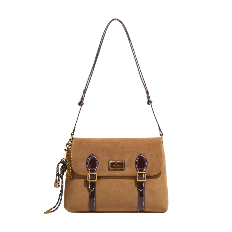 Disney Vintage Messenger Bag 2026 New Shoulder Crossbody Bag High-End Commuter Large Capacity College Style Women's Bag Coffee Color