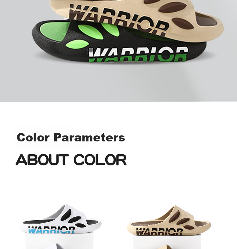 Warrior Official Men's Slippers 2026 Summer Indoor Men's Sandals Outdoor Beach Shoes White Blue Size 43-44 6