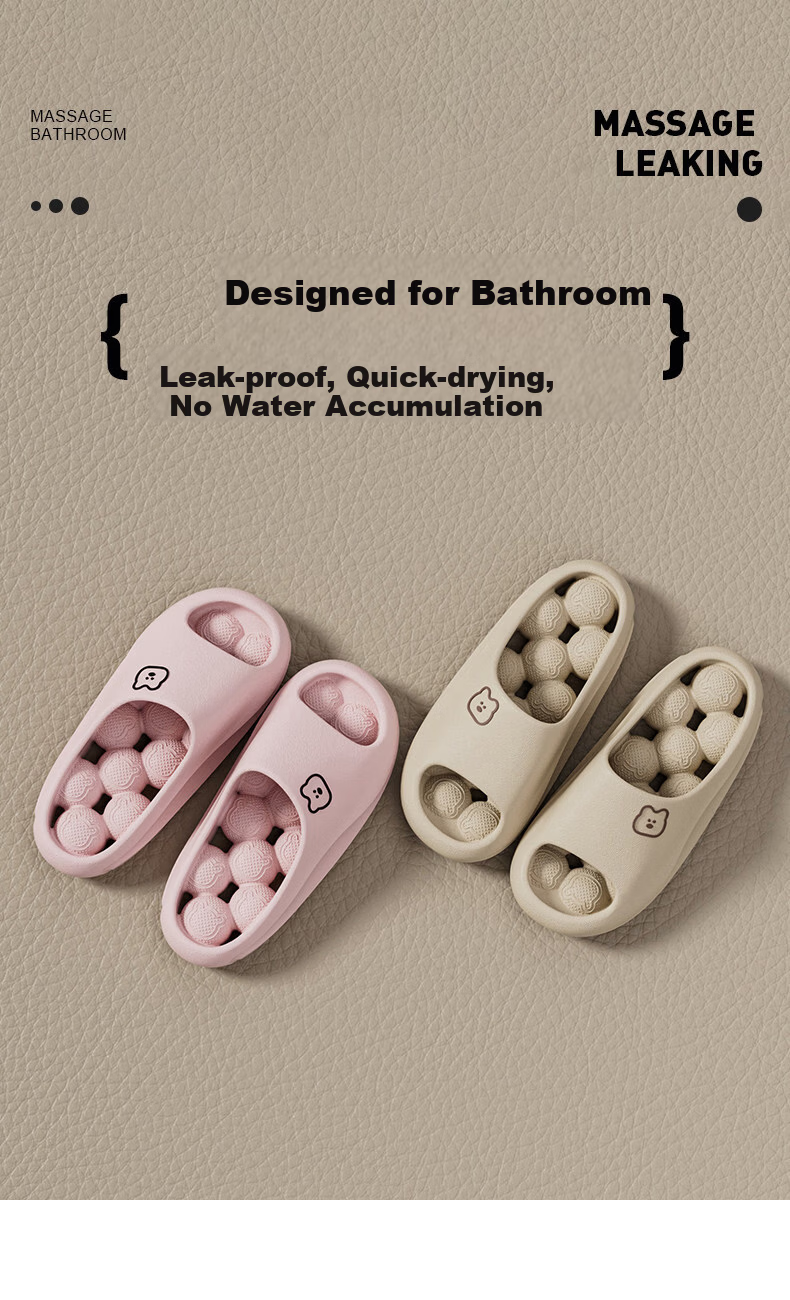 Ganmai Massage Bathroom Slippers for Women, Four Seasons Indoor Home Quick-Dry Water-Draining Couple's Sandals, Light Purple, Size 36-37 5