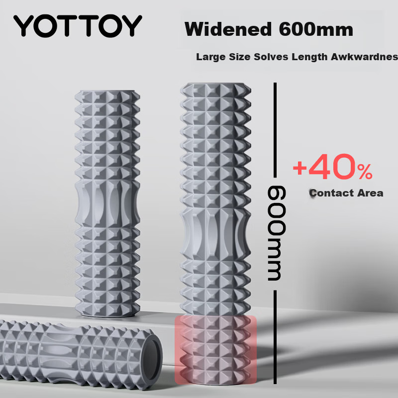 Yottoy Foam Roller Muscle Relaxation Spiky Massage Stick Foam Roller Leg Massager Yoga Stick 60cm Black