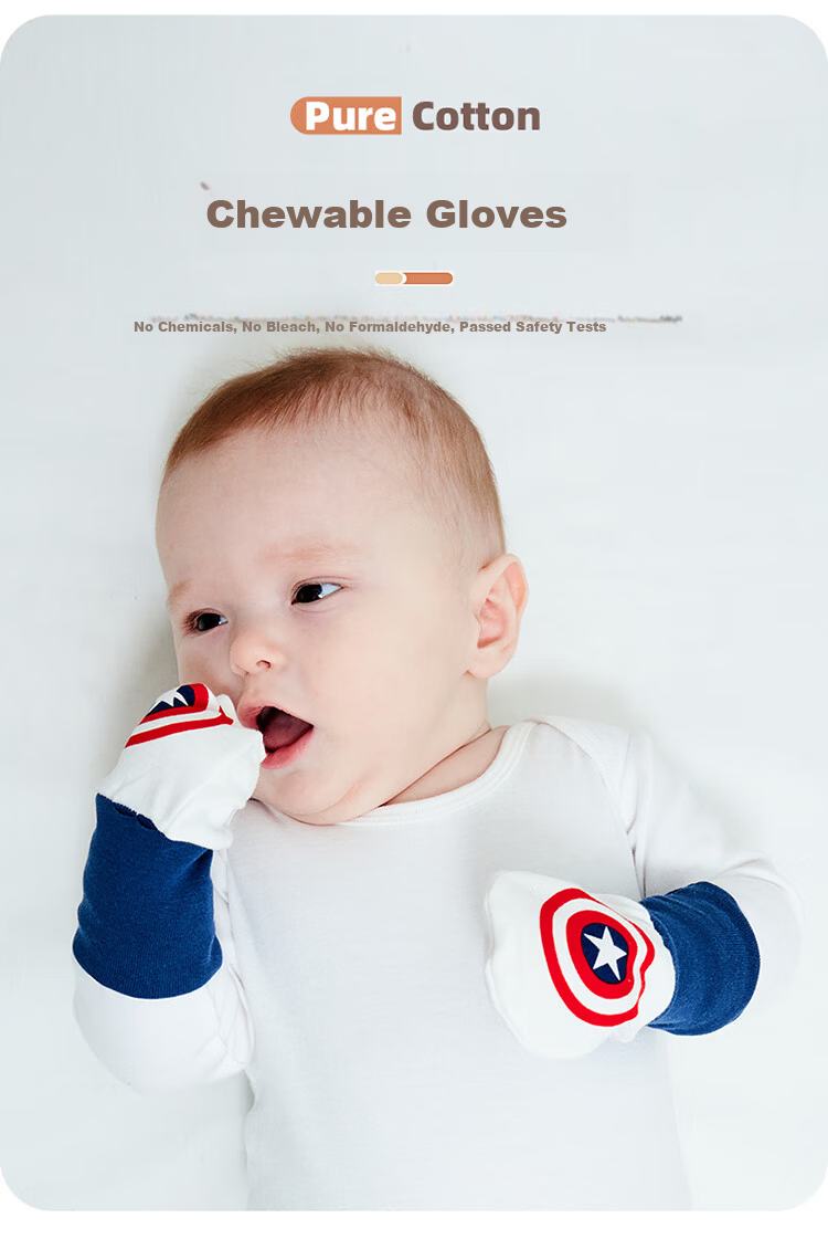 LAXIALIYA Newborn Baby Gloves Anti-Scratch Mittens Pure Cotton for Infant Boys Spring Autumn Winter 3