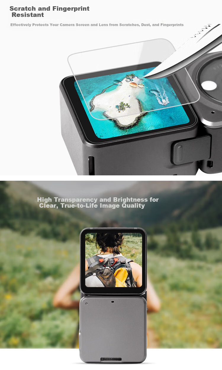 KYOTSU DJI OSMO ACTION 4/3 Universal Action Camera High-Definition Protective Film, Tempered Glass Film, Lens Protector + Front Screen Protector + Rear Screen Protector 2
