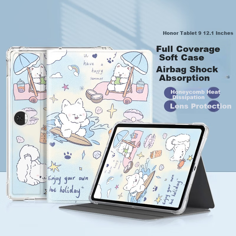 Shell Sister Honor Tablet 9 Case 12.1 Inch 2023 Honor Tablet Computer Protective Cover Student Office Cartoon Cute Full Protection Shockproof Case