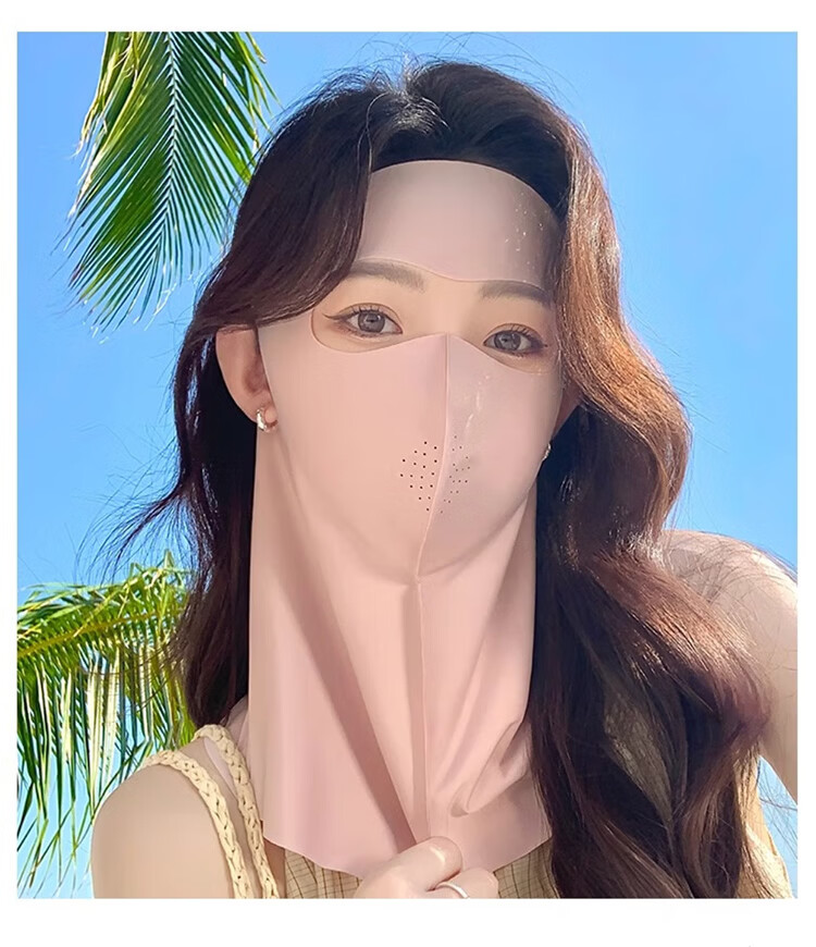 Dusenna Sunscreen Face Mask Unisex Ice Silk UV Protection 3D Sunshade Breathable Eye Protection for Running and Cycling 8