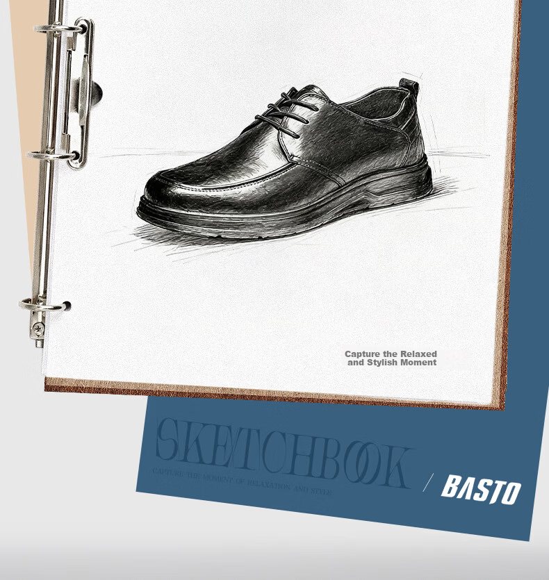 BASTO 26 Summer Comfortable Leather Shoes Perforated Breathable Business Formal Commuter Casual Men's Leather Shoes 67W15BM6 Black Size 40 4