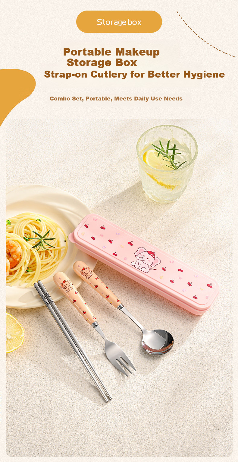 Cilock Portable Chopsticks and Spoon Set 304 Stainless Steel Balloon Dog Three-Piece Lunchware for Students and Office Workers 11