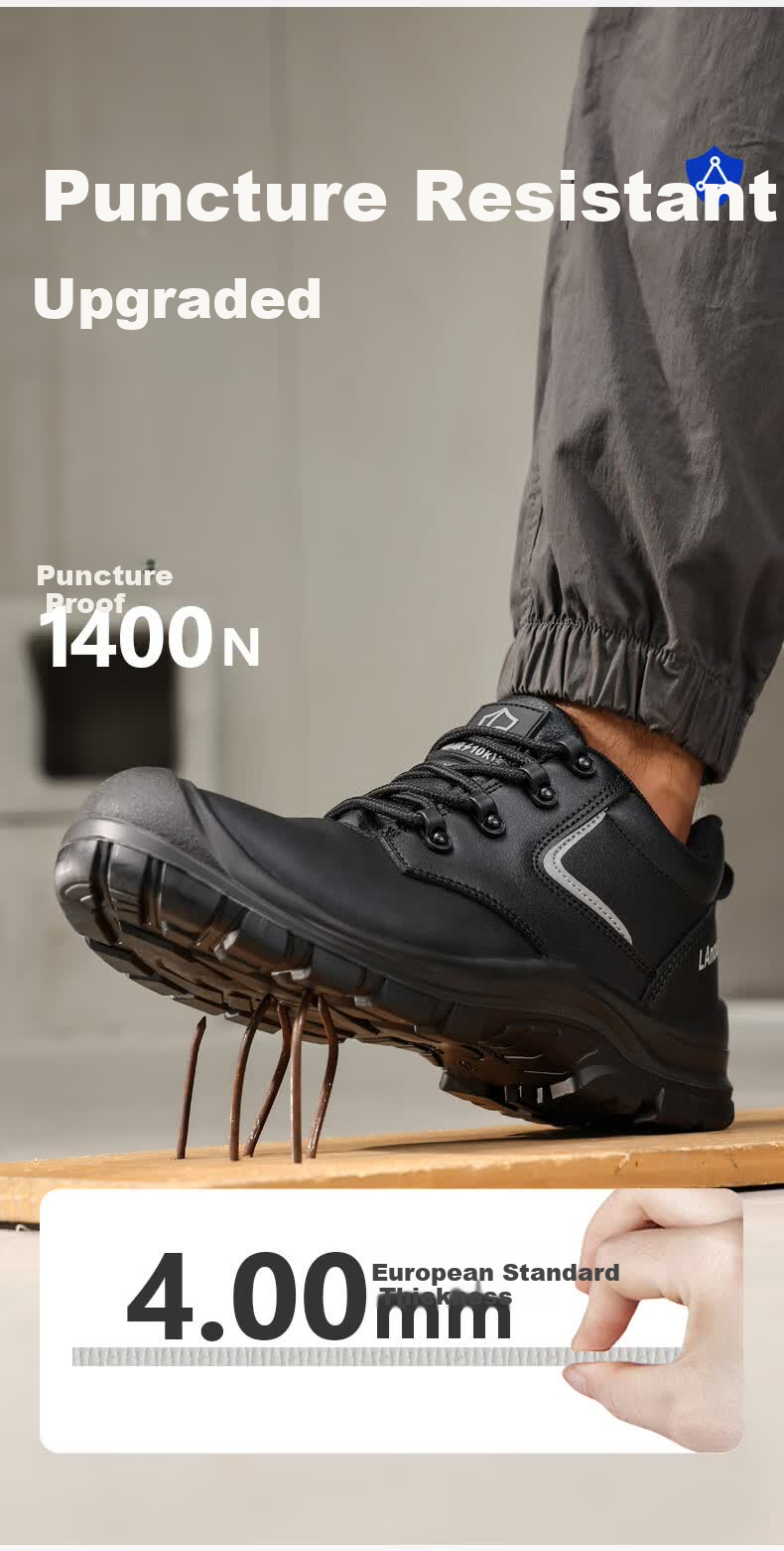 Blue Owl Shield Men's Insulated Waterproof Anti-Smash Toe Anti-Puncture Electrician Leather Safety Work Construction Shoes D301 Size 43 7