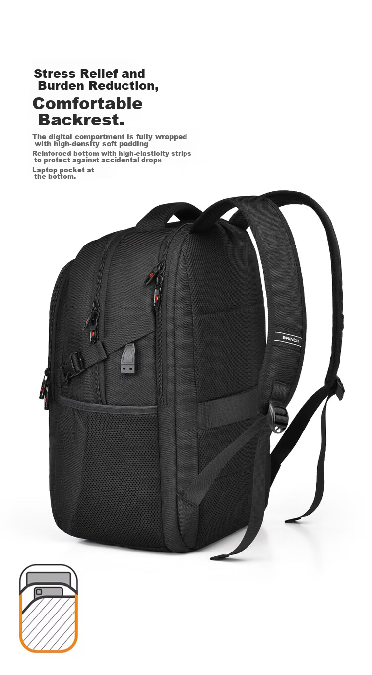 BRINCH Men's Laptop Backpack 14/16 Inch High-End Business Travel Lightweight Commuter Large Capacity Bag 3