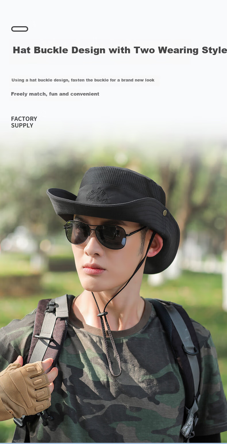 XUEXIMAN Men's Outdoor Fisherman Hat Foldable Sun Hat Fishing Cap for Men 2