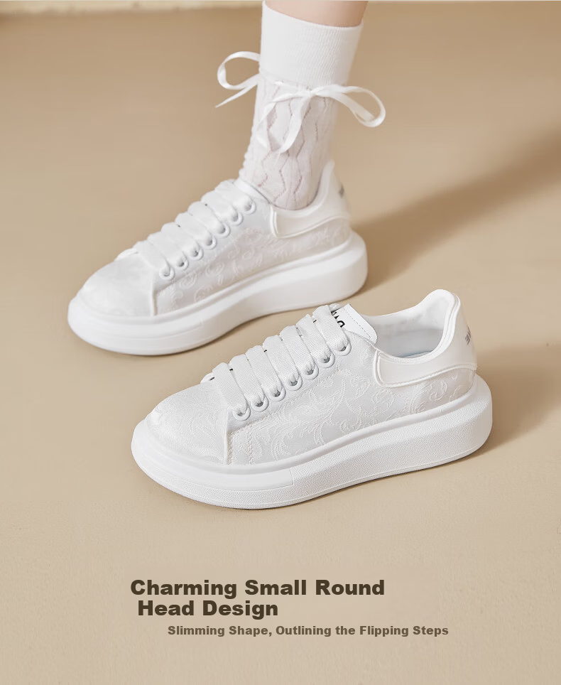 Daphne Platform Height-Enhancing Popular Printed White Sneakers Women 2026 New Spring Summer Casual Shoes White Size 38 7
