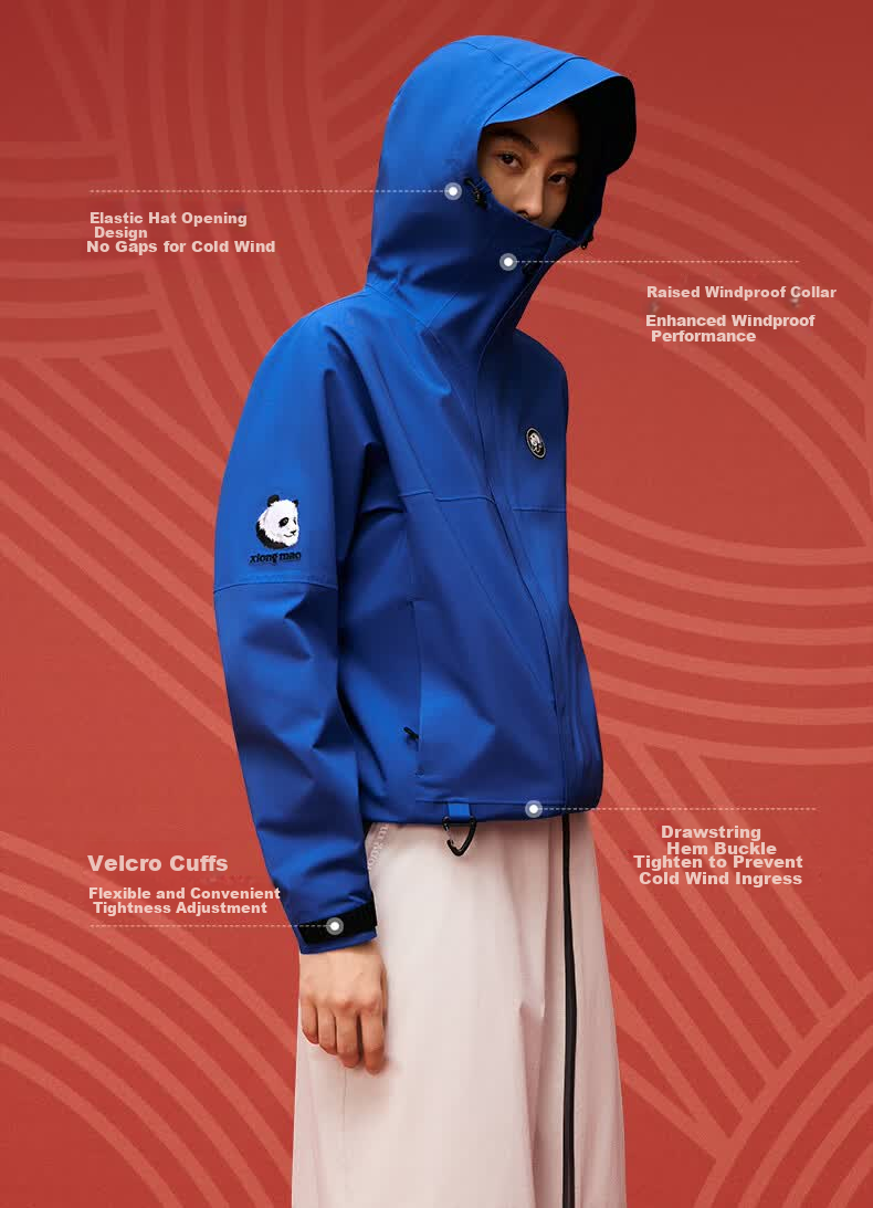 CAMEL Shu Embroidery Blue New Year Series Panda Softshell Jacket Unisex A34BA4L6169Q6 Classic Blue L 12