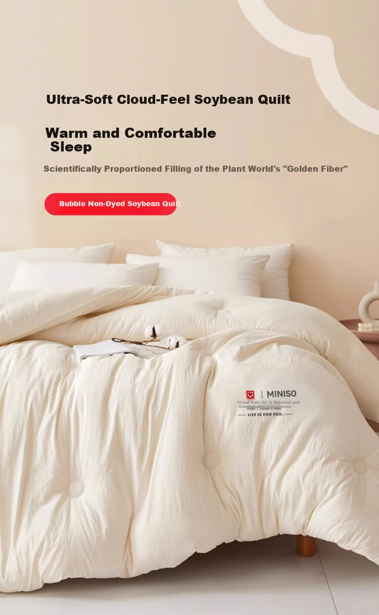 MINISO Antibacterial Soybean Quilt, All-Season Comforter, Cotton Quilt for Dormitory, Single Person Spring And Autumn Quilt, 180x220cm, 4 Ji 1